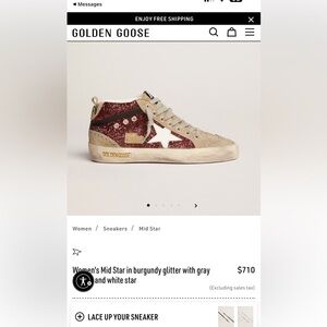 WORN ONCE! I have these mid-star golden gooses. Message me for pictures of them.